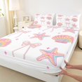 thumbnail image 3 of Manfei Dreamy Princess Bowknot Fitted Sheet Queen,Colorful Ocean Shell Starfish Bedding,3-Piece,1 Fitted Sheet and 2 Pillowcases, 3 of 6