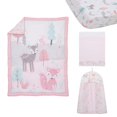 thumbnail image 2 of NoJo Sweet Forest Friends 4 Piece Crib Bedding Set -  Pink, Aqua, Grey & White, 2 of 6