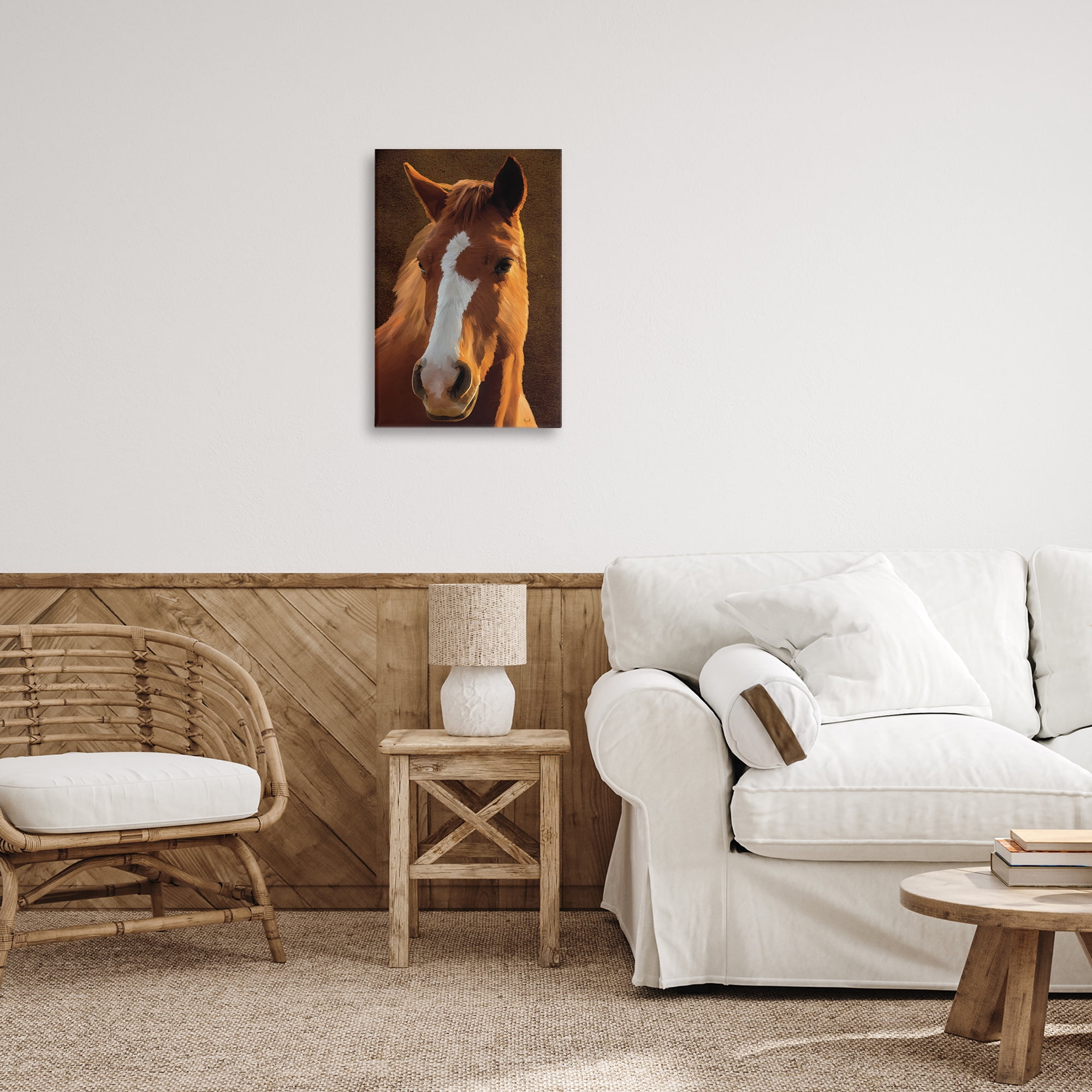 Stupell Industries Bella Brown Horse Face Animals Painting Wrapped Canvas Art Print Wall Art, 16 x 24
