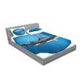 thumbnail image 2 of Ambesonne Blue Fitted Sheet & Pillow Sham Set, Shark Underwater Hunter, Queen, Blue Grey, 2 of 2