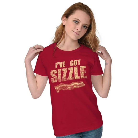 Got Sizzle Bacon Foodie Meat Lover Womens Fitted Plus Size Graphic Tee Brisco Brands 2X