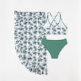 thumbnail image 6 of Einccm Girls 3-Piece Swimsuit Set for 13-16 Years, Tropical Palm Print Beach Swimsuit with V-Neck Tank Top, High-Waisted Pants and Apron Skirt, Resort Style Summer Swimwear, 6 of 9