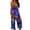 Blue, variant on Womens Halloween Jumpsuits Skeleton Ghost Halter Backless Spooky Overalls Spiderweb Bat Wide Leg Funny Rompers, XL
