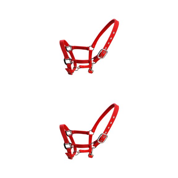 Billuyoard Collar de cabeza de brida de poni con cuello Halter acolchado, aleación de Zinc, fácil de usar, solidez a prueba de herrumbre, cabeza Rojo METRO 2piezas