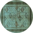 thumbnail image 1 of Ahgly Company Indoor Round Oriental Light Blue Industrial Area Rugs, 7' Round, 1 of 4