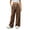 Brown, variant on Womens Color Stitch Wide Leg Sweatpants Solid Patchwork Panel Casual Trousers Elastic Drawstring Waist Pants with Side Pockets Soft Knit Loungewear Bottoms