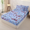 thumbnail image 2 of Castle Fairy Cartoon Construction Truck Zipper Full Size Comforter Sets with Fitted Sheet and 2 Pillowcases,Cute Mountain Traffic Light Zipper Bedding Set for Bedroom,Red Purple,4pcs,Reversible, 2 of 6