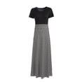 thumbnail image 2 of Gibobby Vestido de verano casual para mujer Empalme cóctel color vestido damas punto manga corta mujer fiesta vestido de mujer(Negro,CH), 2 of 5