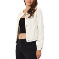 thumbnail image 5 of INSPIRE CHIC Women's Button Down Collarless Long Sleeve Cropped Denim Jacket M White, 5 of 7