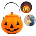 thumbnail image 1 of Cubo de calabaza de Halloween con luces LED y sonido, cesta de calabaza con asa, cubo de dulces de Halloween, decoración para fiestas, 1 of 10