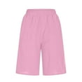 thumbnail image 6 of snilers Linen Shorts for Women High Waited Knee Length Summer Beach Dressy Casual Shorts Wide Leg with Pocket, 6 of 6