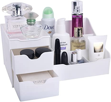 Mantello Bathroom Countertop And Skin Care Organizer - Make Up Organizers And Storage - Makeup Organizer for Vanity - White