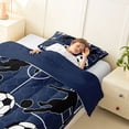 thumbnail image 4 of Castle Fairy Eat Sleep Soccer Twin Comforter Sets 2pcs, Sport Theme Hexagon Bedding Set, Navy Black,Navy Blue Reversible,1 Comforter and 1 Pillowcase, 4 of 6