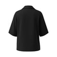 thumbnail image 5 of Uootdi Women's Shirts Collared V Neck 3/4 Sleeve Linen Blend Solid Blouses Casual Daily Style Lightweight Breathable Loose Fit Tops Gift, 5 of 6