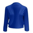 thumbnail image 5 of Baberdicy Cropped Blazer Ladies Fashion Casual Solid Color Three Quarter Sleeve Sleeve Cardigan Short Small Coat Women's Blazers & Suit Jackets ( Blue S ), 5 of 6
