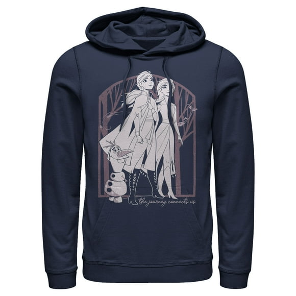 Men's Frozen 2 Sister Forest Frame Pull Over Hoodie Navy Blue Small