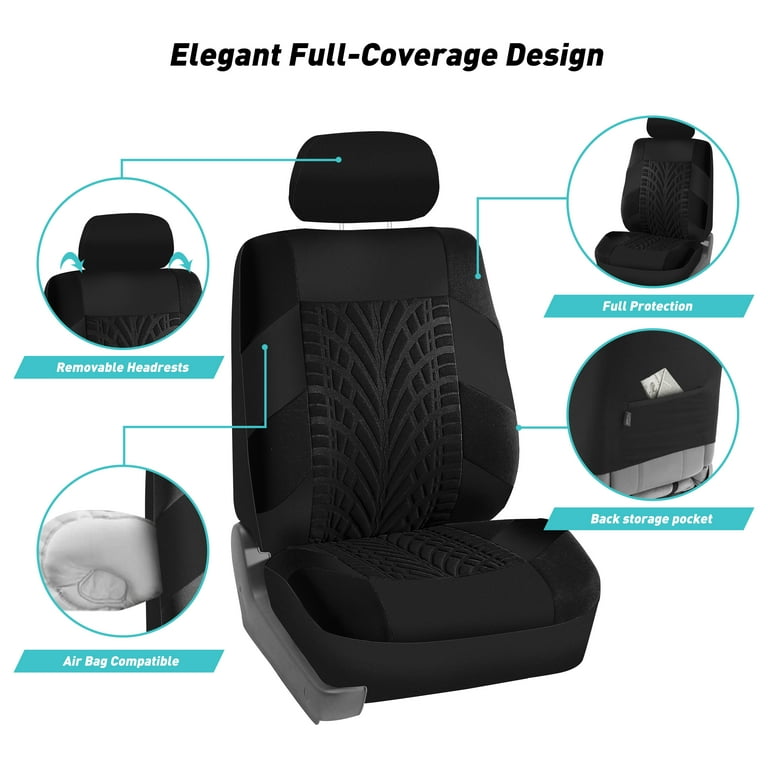 FH GROUP FB030GREEN-COMBO Stoelhoezen voor auto's, groen, universele pasvorm, combo-set met stuurhoes en gordelkussen, geschikt voor de meeste auto's, SUV's en vrachtwagens (Airbag-compatibel en