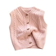 thumbnail image 3 of Xdegoge Girls Cable Knit Sweater Vest Sleeveless Button Down Cardigan Crewneck Waistcoat Fall Winter Warm Layering Tops for Kids Casual School Everyday Wear, 3 of 9