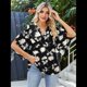 thumbnail image 5 of Blusas de Mujer con Mangas 3/4 y Cuello en V Holgado con Estampado de Pétalos de , Blusas de Trabajo de Negocios Flores Blancas XXL, 5 of 7