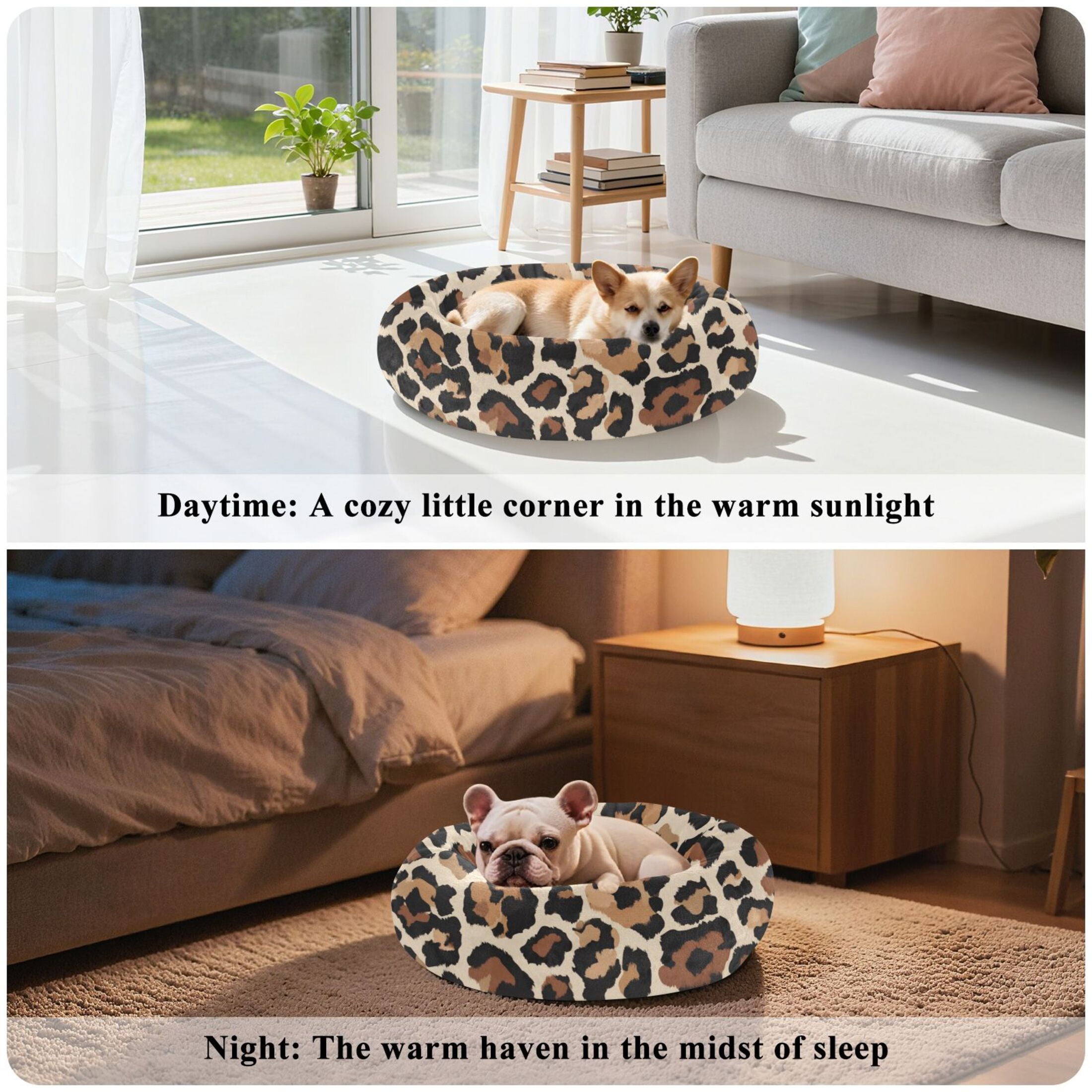 Pet Bed Pet Mat Cozy Removable & Washable Comfort For Cats And Dogs Leopard Print