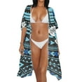 thumbnail image 3 of DISNIMO Polynesian Flower Print Kimono for Women Summer Beach Cover Up Casual Loose Cardigan Bikini Coverups Open Front Long Bathing Suit Cover up, 3 of 6
