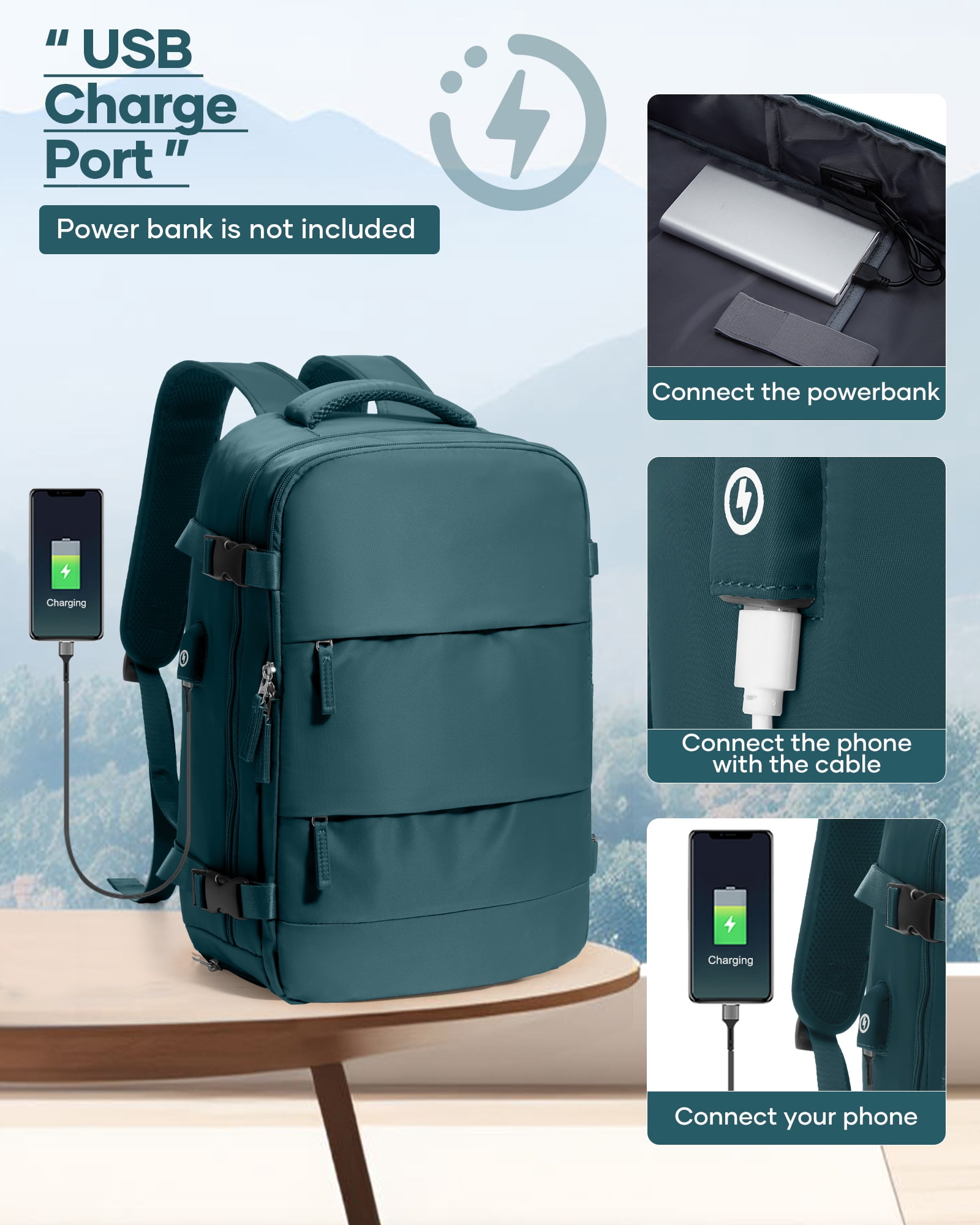 Vacuum Backpack for Travel, Vacuum Seal Carry on Backpack with Vacuum Compression, Vacuum Travel Backpack with Pump for Women Men Airline Approved Air Backpack Vacpack for Work College Daypack Blue