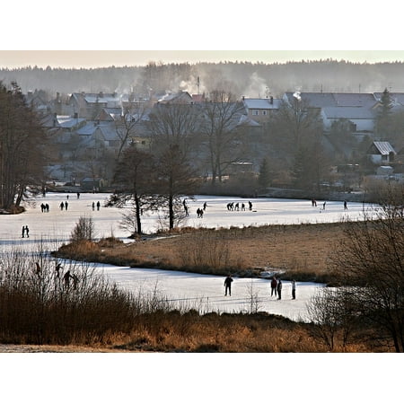 LAMINATED POSTER Winter Ice Pond Skater Skaters Hockey Skating Poster Print 24 x 36