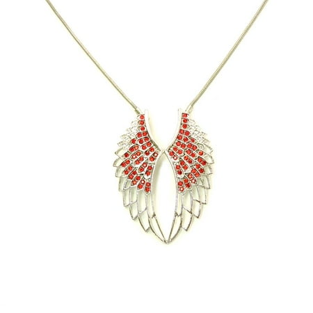 - Faship Gorgeous Aqua Rhinestone Crystal Angel Wings Pendant Necklace