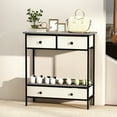 thumbnail image 2 of Gymax Console Table w/ 3 Fabric Drawers 32'' Narrow Entryway Table w/Open Storage Shelf, 2 of 9