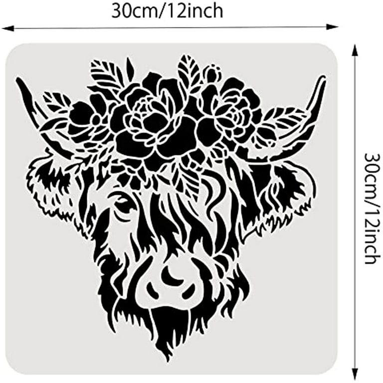 Highland Cow Plastic Painting Template Animal Drawing Stencils for Art Painting Scrabooking and Wall Decoration