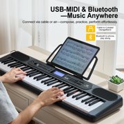 Mustar Portable 61 Key Electronic Lighted Up Piano Keyboards USB MIDI (Black)