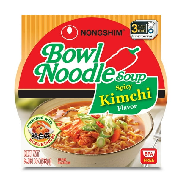 Nongshim Bowl Noodle Spicy Kimchi Ramyun Ramen Noodle Soup Bowl, 3.03oz X 12 Count