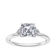 thumbnail image 1 of 0.70 Carat Excellent Asscher Cut Real Diamond New Design Halo Engagement Ring for Ladies Solid 14K White Gold Size 7, 1 of 8