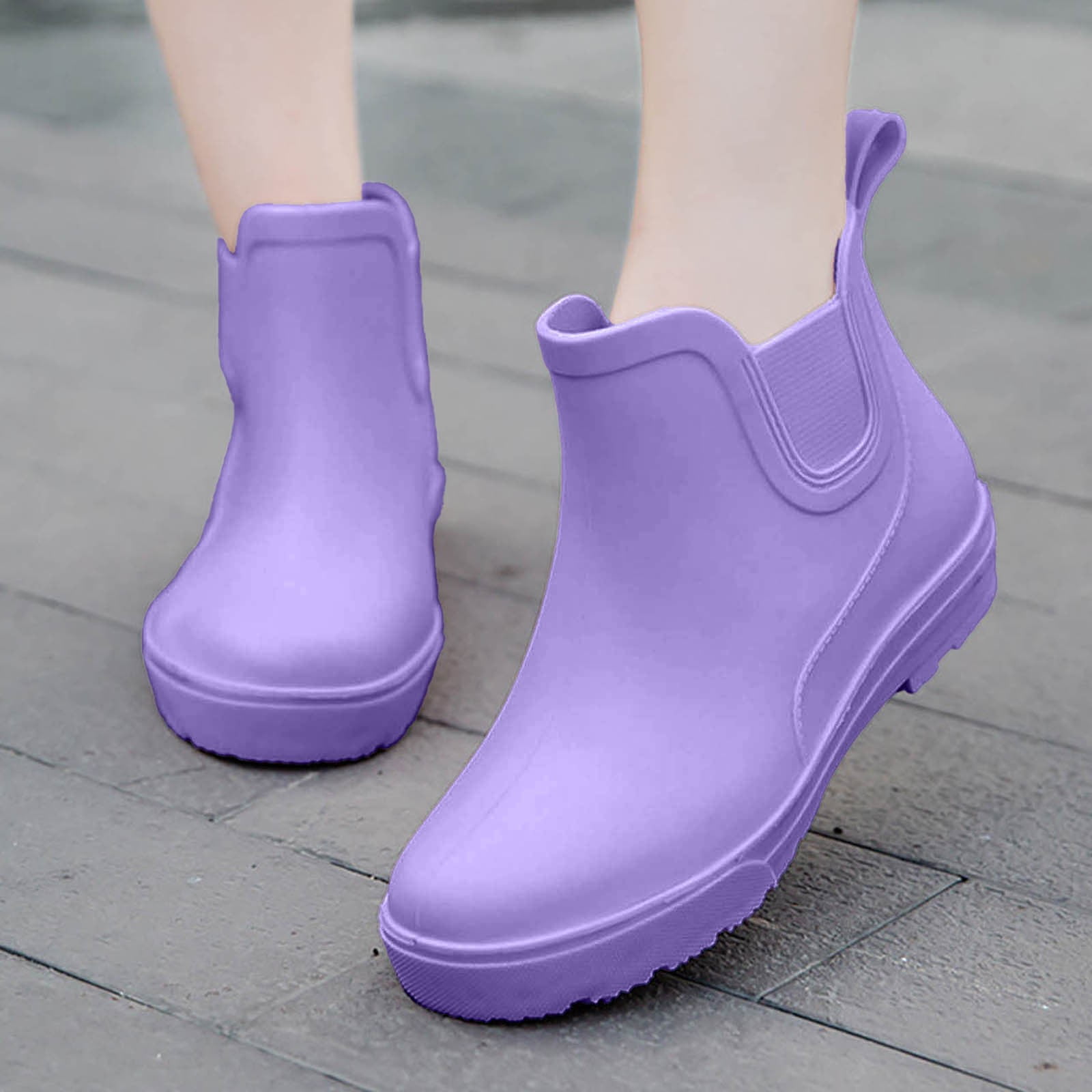 Juosiy Women's Short Rain Boots Water-proof Comfortable Insole Lightweight Stylish Ankle Outdoor Water Shoes
