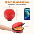 thumbnail image 5 of CROWNFUL Mini Waffle Maker Machine, 4 inches Portable Small Compact Design, Non-Stick, Red, 5 of 9