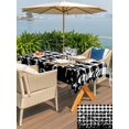 thumbnail image 4 of Outdoor Tablecloth with Umbrella Hole and Zipper, Halloween Rectangle Table Cloth 52x70 Inch Waterproof Tablecloth, Black White Plaid Horror Bat Spooky Halloween Picnic Table Cover for Patio Camping, 4 of 7