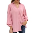 thumbnail image 1 of Birdeem Fashion Woman V Neck Three Quarter 3/4Sleeve T Shirt Autumnblouse Tops Sweatshirt, 1 of 6