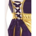 thumbnail image 6 of TiaoBug Women Liturgical Worship Dance Dress Metallic Patchwork Sides Split Lace-up Irregular Tunic Purple L, 6 of 7