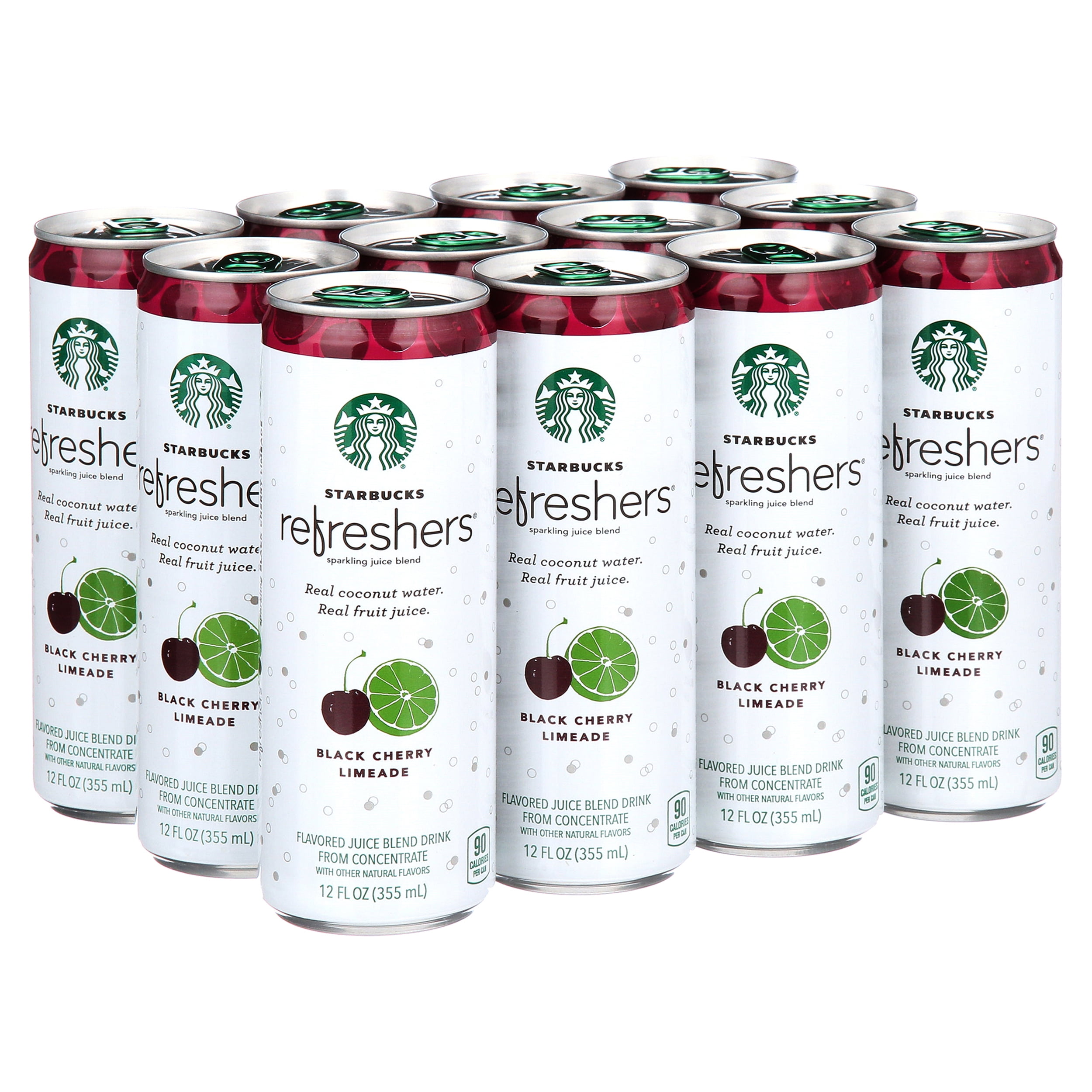 Starbucks Refreshers with Coconut Water, Black Cherry Limeade, 12 oz, 12 Pack Cans