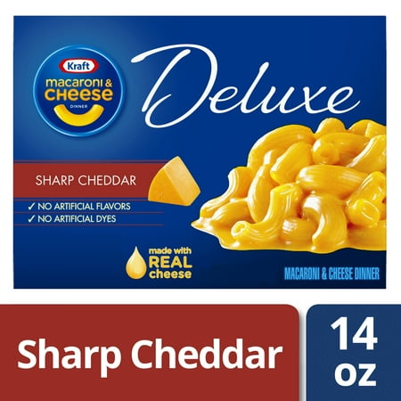 UPC 021000654932 product image for Kraft Deluxe Sharp Cheddar Macaroni and Cheese Dinner, 14 oz Box | upcitemdb.com