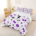 thumbnail image 2 of Manfei Purple Cheerleader Full Size Comforter Sets For Kids,Cute Stars Bow Print Bedding Sets For Girls,Reversible,3pcs, 2 of 7