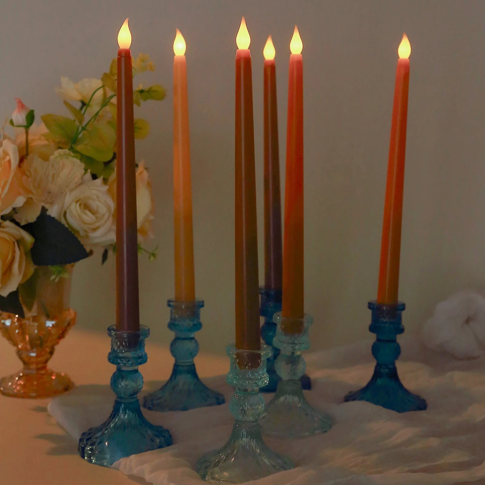 BalsaCircle 8 Natural 11" LED Mixed Taper Flameless Candles Lights Wedding Reception