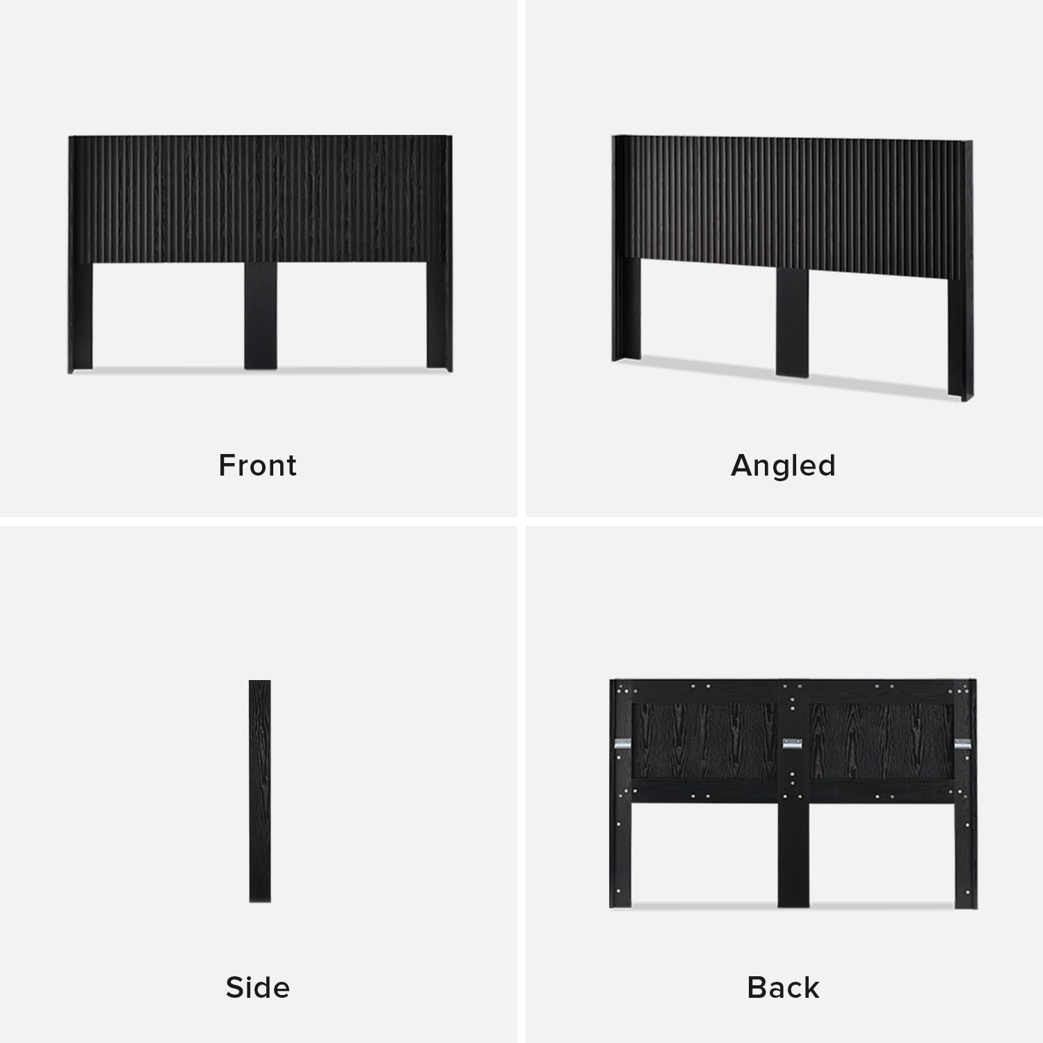 mopio Brooklyn King Size Black Headboard, 80.8" Wide Headboard Only, Wood Headboard, Modern Farmhouse, Boho, Wall Mount, Fluted Panel, Wingback Design