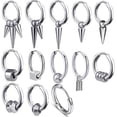 thumbnail image 2 of Juego de 2 pendientes coreanos de ADN Kpop con cadena de acero inoxidable y plumas para hombre y mujer, estilo rock grunge, hipster, punk, unisex, 1 par, estilo 35, producto 1 par, estilo 35, 2 of 5