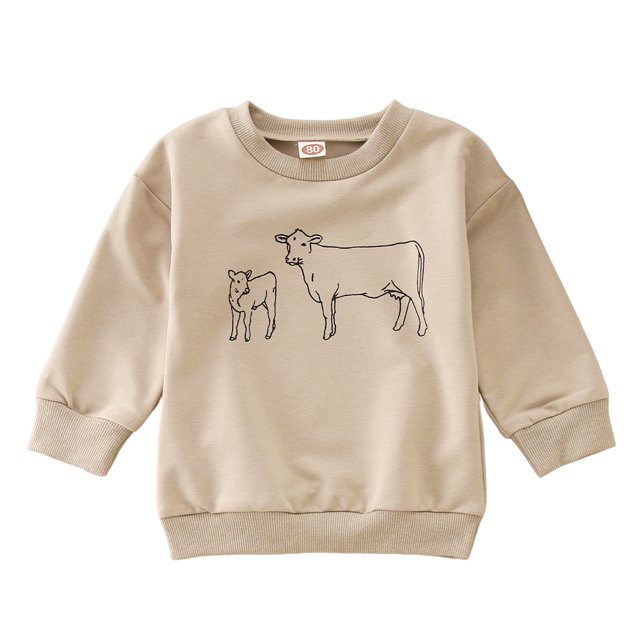 Gibobby Blusa Niños Camiseta con estampado de de animados de manga larga para bebés y niñas pequeñas, Tops, ropa para niños(Caqui, 12-18 Meses)
