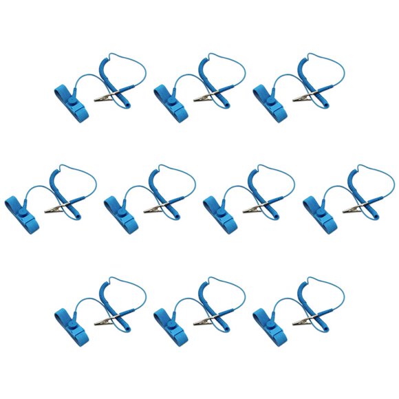 Harper Grove ESD Anti-Static Bracelet, Adjustable Anti Shock Grounding Wristband Strap, Blue (10 Pack)