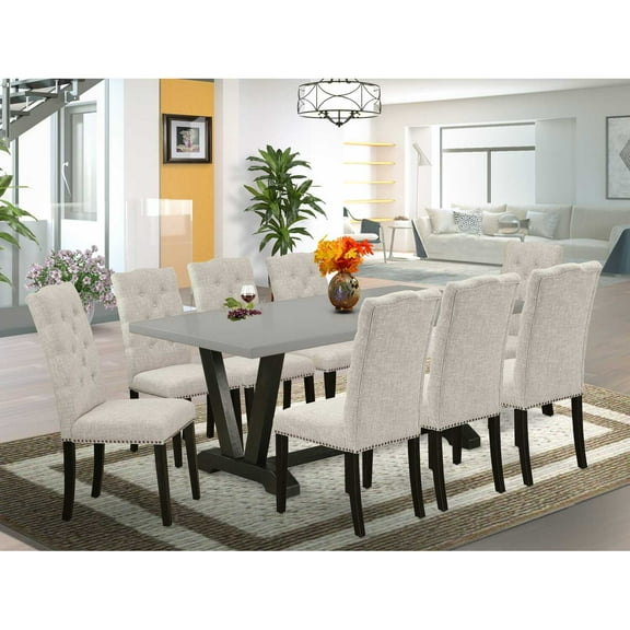 East West Furniture X797FL716-6 - 6-Piece Kitchen Table Set - 4 Dining Room Chairs, a Stunning Bench and a Rectangular Dining Table Hardwood Structure