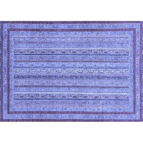 Ahgly Company Machine Washable Indoor Rectangle Abstract Blue Modern Area Rugs, 8' x 12'