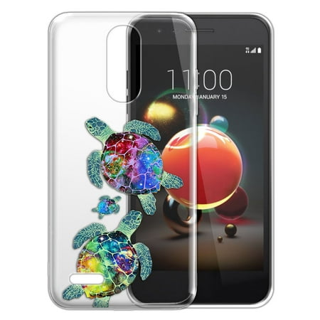 FINCIBO Soft TPU Clear Case Slim Protective Cover for LG Aristo 2 X210 K8 (2018), Sea Turtles