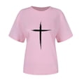 thumbnail image 2 of Camiseta Casual de Manga Corta de Cuello Redondo Impresa para las Mujeres, 95% Poliéster 5% Spandex Vintage Top Ligero para Diario, Fiesta Y Primavera Verano, 2 of 4